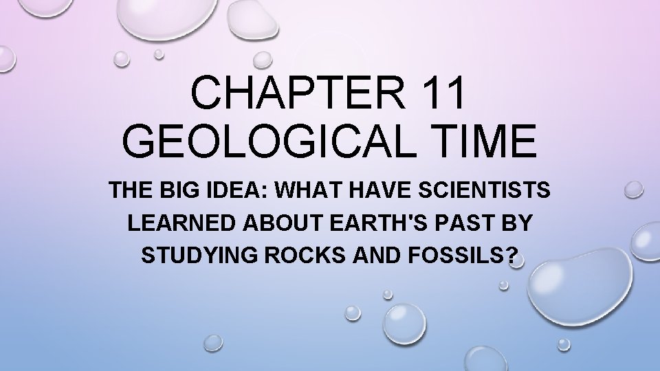 CHAPTER 11 GEOLOGICAL TIME THE BIG IDEA: WHAT HAVE SCIENTISTS LEARNED ABOUT EARTH'S PAST