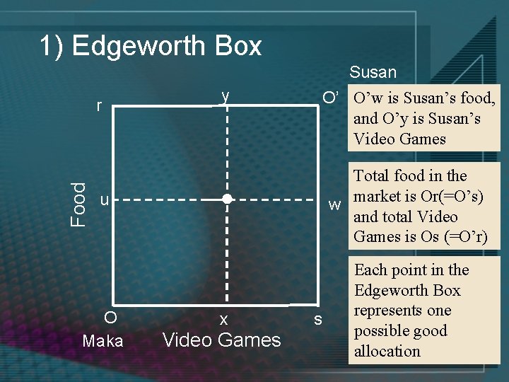 1) Edgeworth Box Susan Food r y O’ O’w is Susan’s food, and O’y