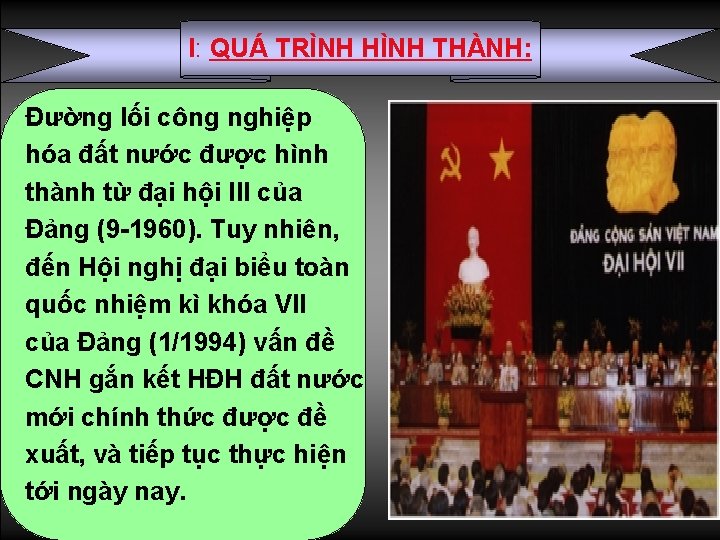 I: QUÁ TRÌNH HÌNH THÀNH: Đường lối công nghiệp hóa đất nước được hình