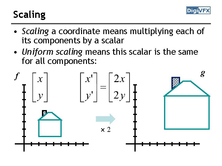 Scaling • Scaling a coordinate means multiplying each of its components by a scalar