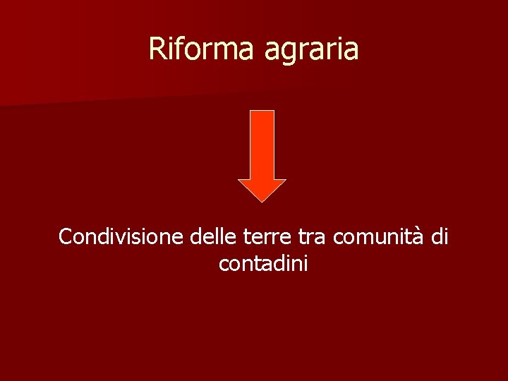 Riforma agraria Condivisione delle terre tra comunità di contadini 