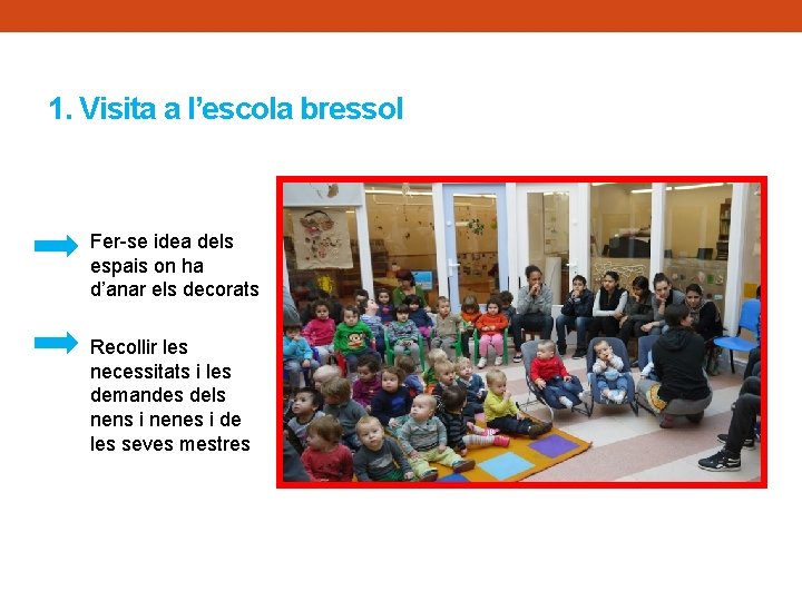 1. Visita a l’escola bressol Fer-se idea dels espais on ha d’anar els decorats