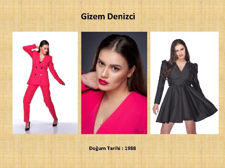 Gizem Denizci Doğum Tarihi : 1988 