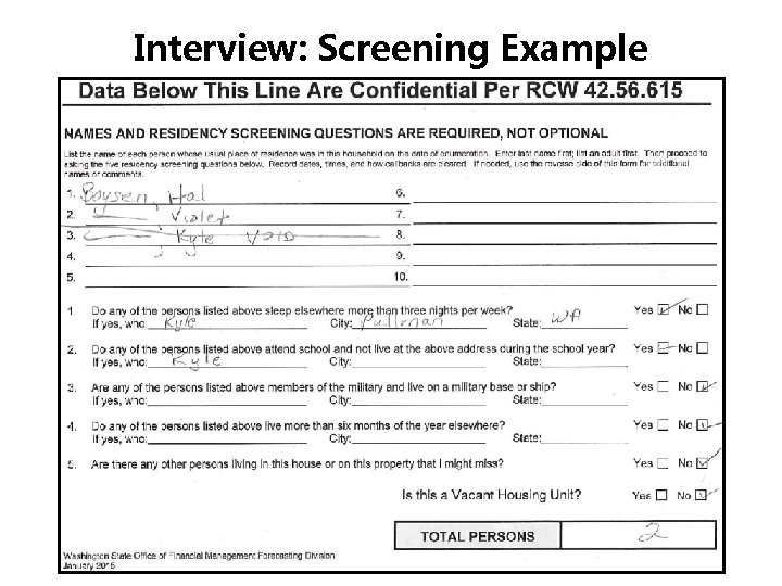 Interview: Screening Example 50 Interview: Screening Example 50