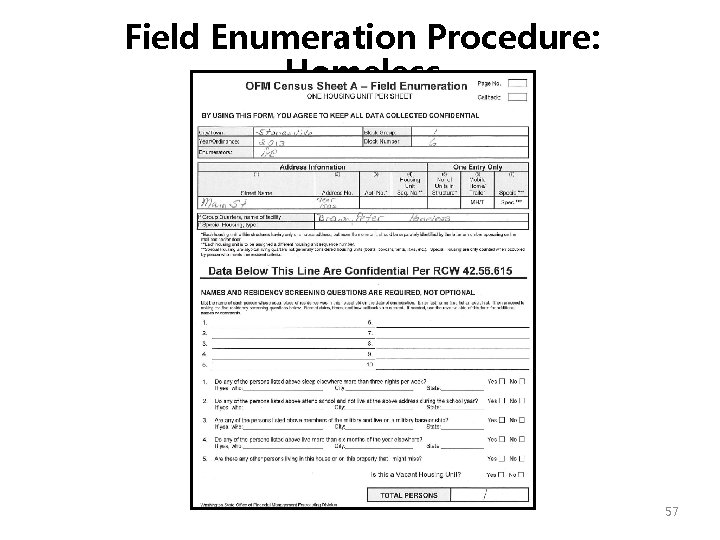 Field Enumeration Procedure: Homeless 57 Field Enumeration Procedure: Homeless 57
