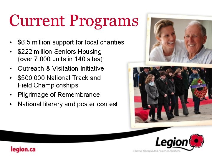 Current Programs • $6. 5 million support for local charities • $222 million Seniors