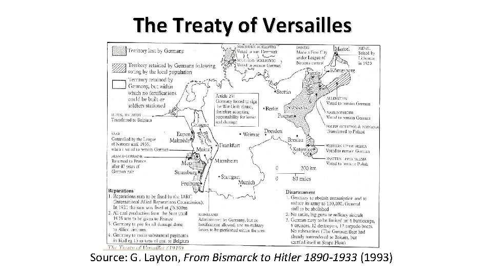 The Treaty of Versailles Source: G. Layton, From Bismarck to Hitler 1890 -1933 (1993)