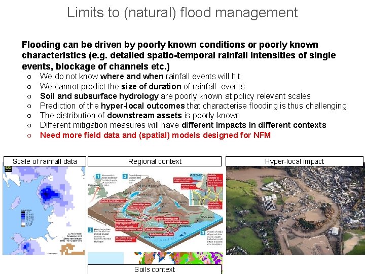 Limits to (natural) flood management Flooding can be driven by poorly known conditions or Limits to (natural) flood management Flooding can be driven by poorly known conditions or