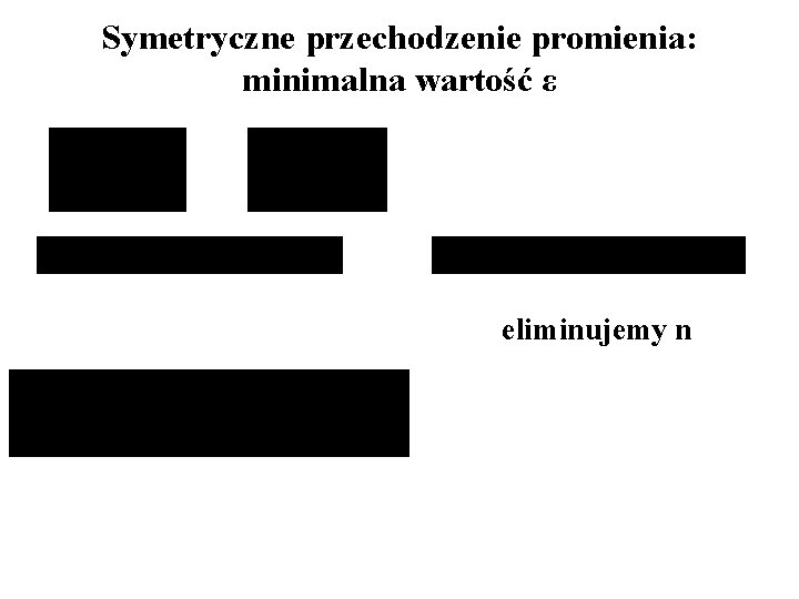 Symetryczne przechodzenie promienia: minimalna wartość ε eliminujemy n 