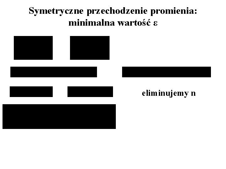 Symetryczne przechodzenie promienia: minimalna wartość ε eliminujemy n 