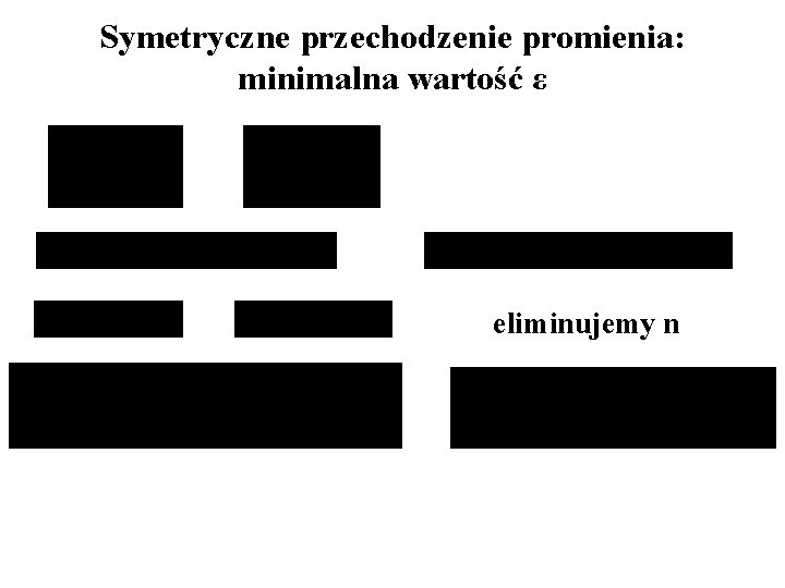 Symetryczne przechodzenie promienia: minimalna wartość ε eliminujemy n 