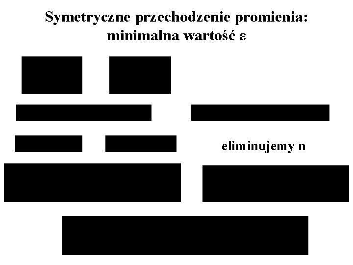 Symetryczne przechodzenie promienia: minimalna wartość ε eliminujemy n 