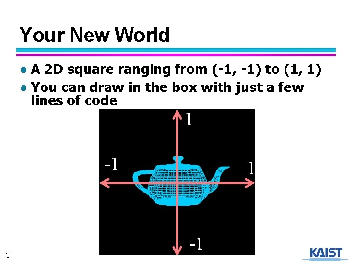 Your New World ● A 2 D square ranging from (-1, -1) to (1,