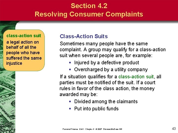 Section 4. 2 Resolving Consumer Complaints class-action suit a legal action on behalf of