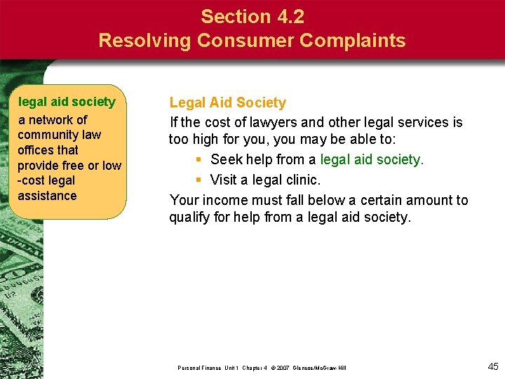 Section 4. 2 Resolving Consumer Complaints legal aid society a network of community law