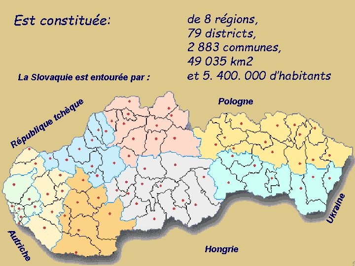 Est constituée: La Slovaquie est entourée par : ue q è de 8 régions,