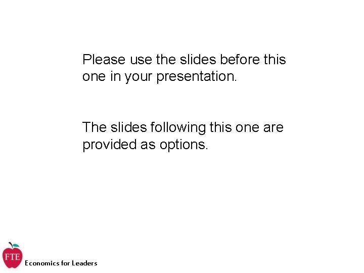 Please use the slides before this one in your presentation. The slides following this