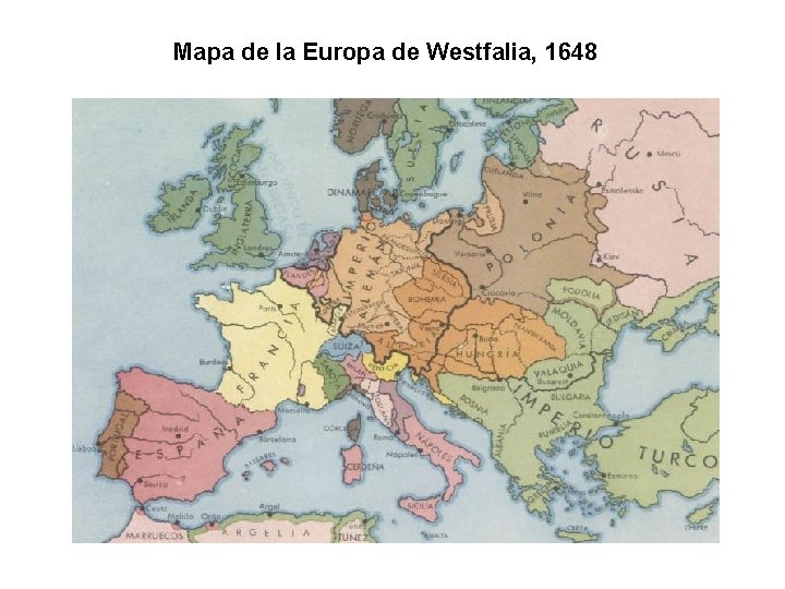 Mapa de la Europa de Westfalia, 1648 