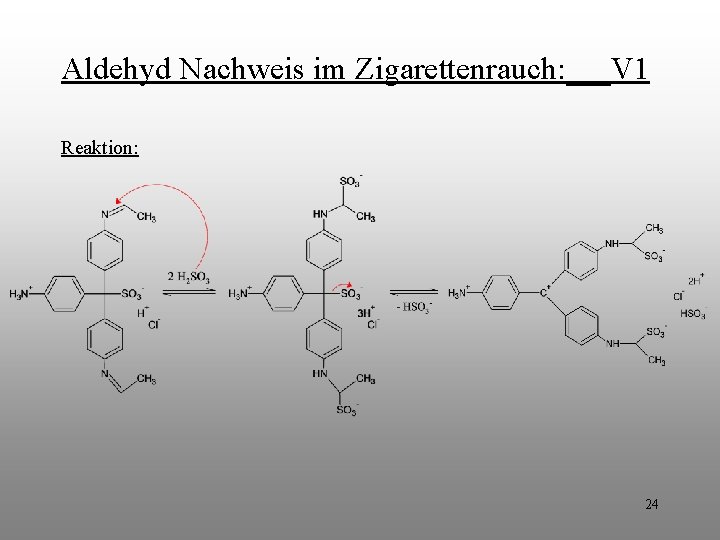 Aldehyd Nachweis im Zigarettenrauch: V 1 Reaktion: 24 Aldehyd Nachweis im Zigarettenrauch: V 1 Reaktion: 24