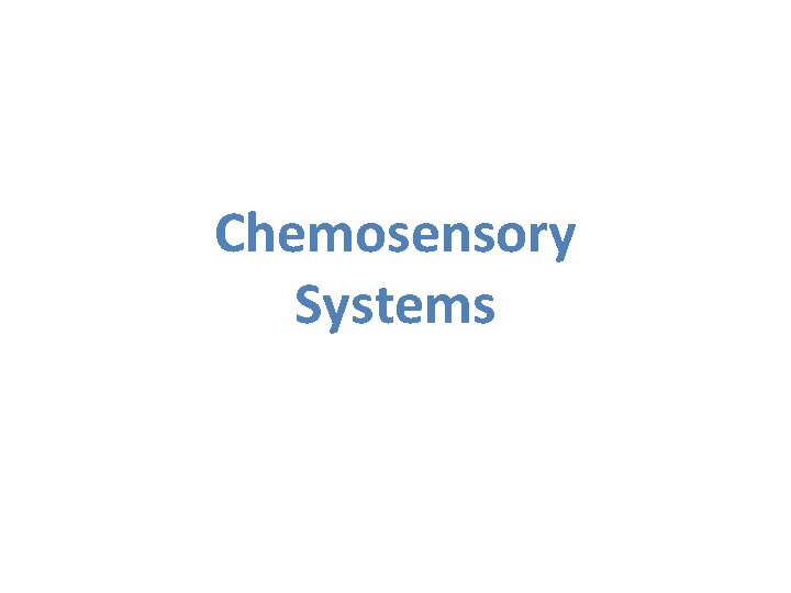 Chemosensory Systems 