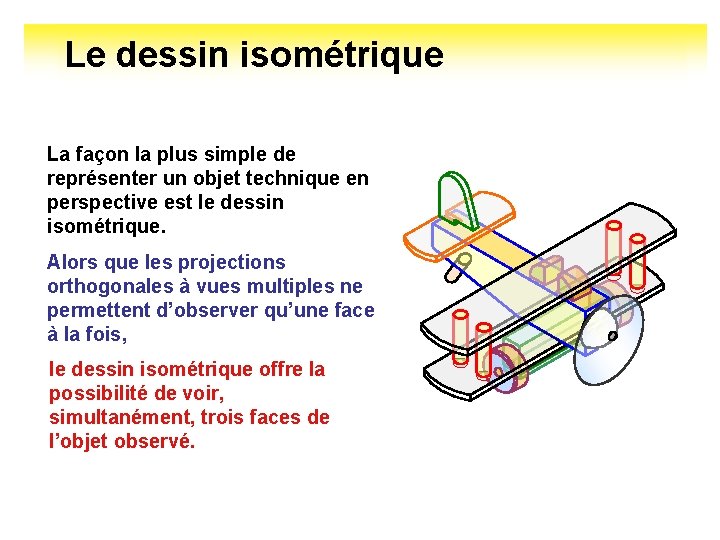 Le dessin isométrique La façon la plus simple de représenter un objet technique en