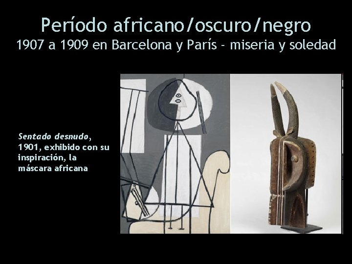 Período africano/oscuro/negro 1907 a 1909 en Barcelona y París - miseria y soledad Sentado
