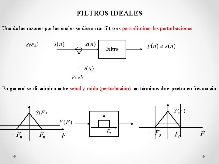 FILTROS IDEALES Una de las razones por las cuales se diseña un filtro es FILTROS IDEALES Una de las razones por las cuales se diseña un filtro es