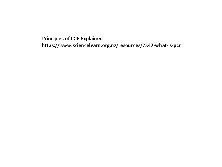 Principles of PCR Explained https: //www. sciencelearn. org. nz/resources/2347 -what-is-pcr 