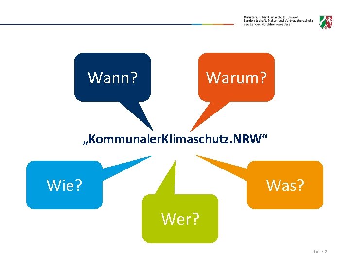 Wann? Warum? „Kommunaler. Klimaschutz. NRW“ Wie? Was? Wer? Folie 2 