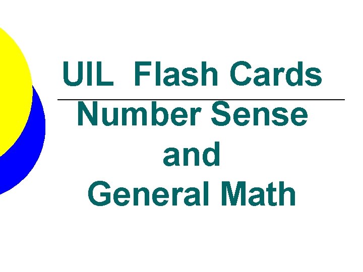 UIL Flash Cards Number Sense and General Math 