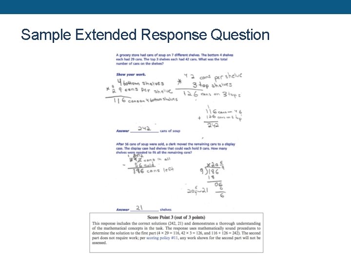 Sample Extended Response Question 