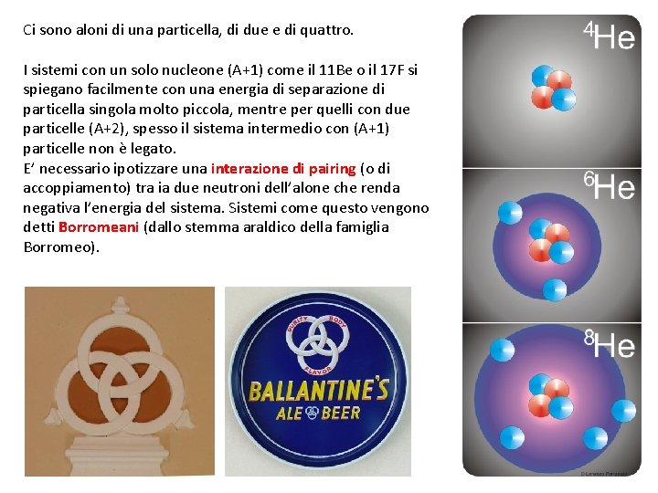 Ci sono aloni di una particella, di due e di quattro. I sistemi con