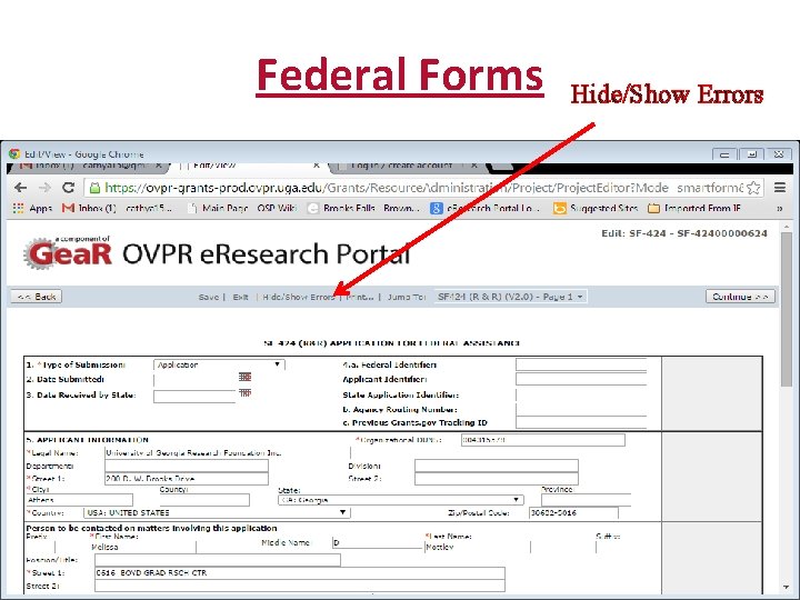 Federal Forms Hide/Show Errors 