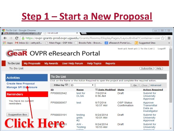 Step 1 – Start a New Proposal 