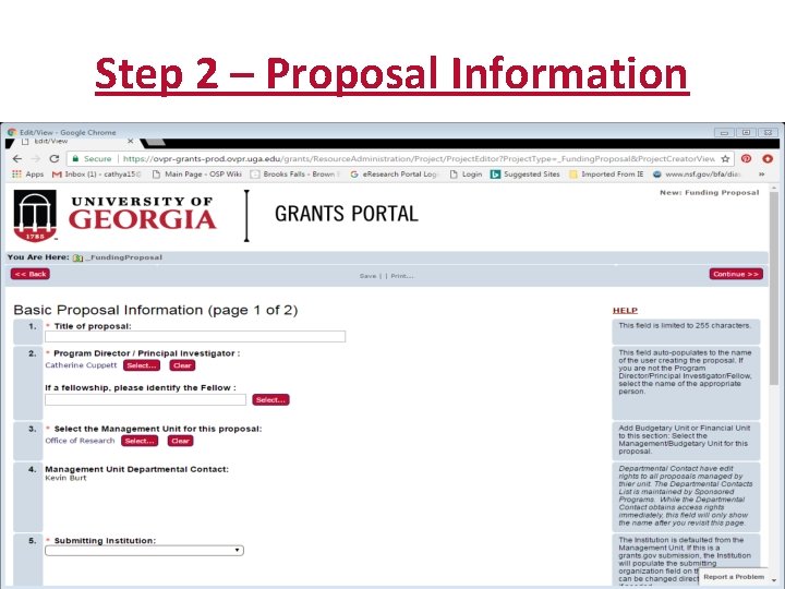 Step 2 – Proposal Information 