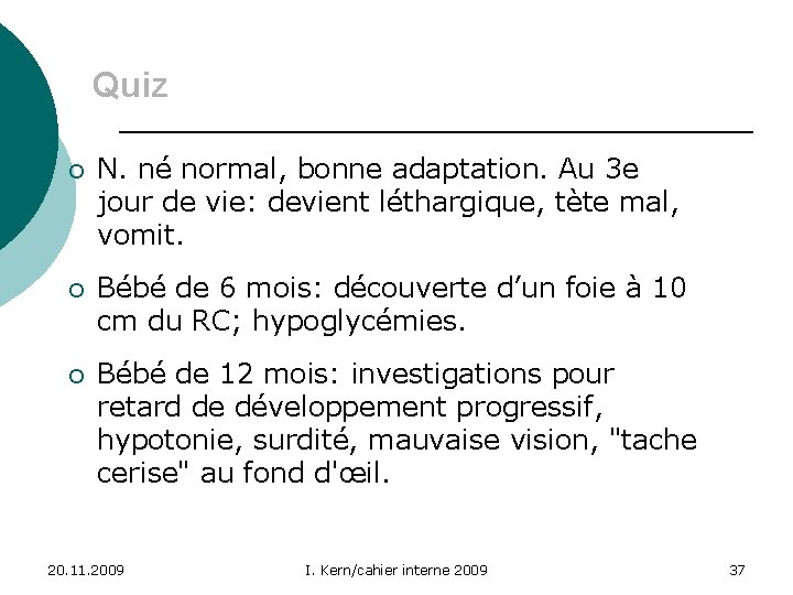 Maladies Mtaboliques Cahier De Linterne Novembre 09