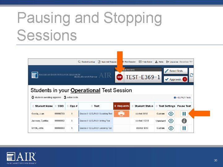 Pausing and Stopping Sessions 36 