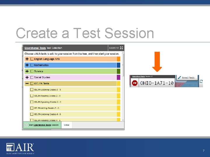 Create a Test Session 7 