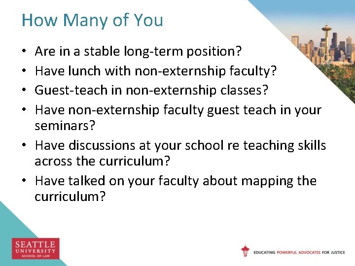 How Many of You Are in a stable long-term position? Have lunch with non-externship