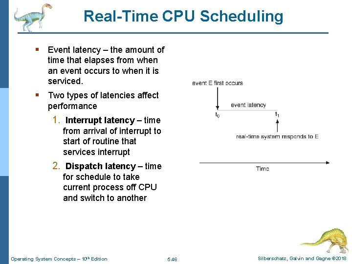 Real-Time CPU Scheduling § Event latency – the amount of time that elapses from