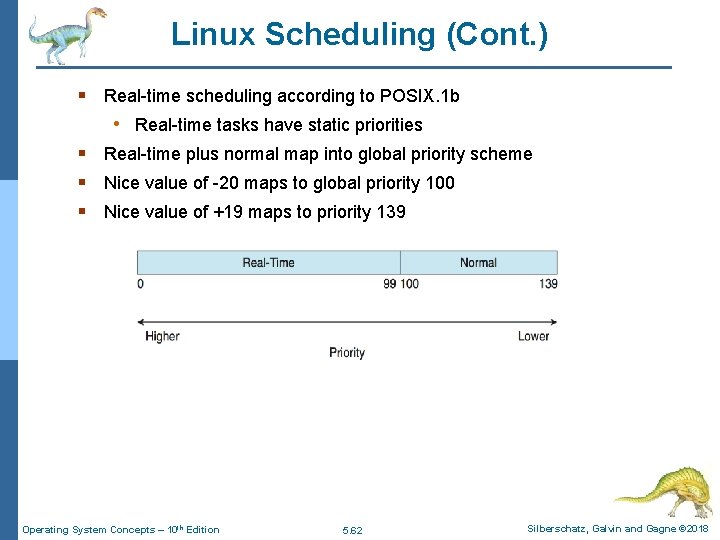 Linux Scheduling (Cont. ) § Real-time scheduling according to POSIX. 1 b • Real-time