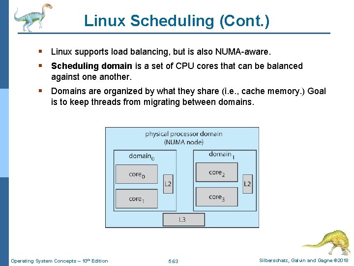 Linux Scheduling (Cont. ) § Linux supports load balancing, but is also NUMA-aware. §