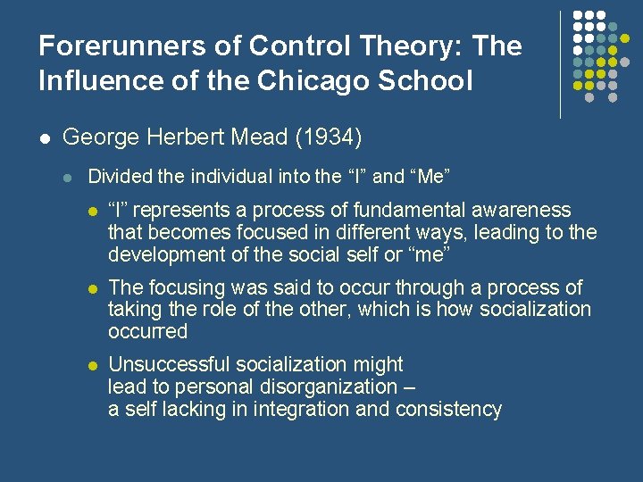 Forerunners of Control Theory: The Influence of the Chicago School l George Herbert Mead