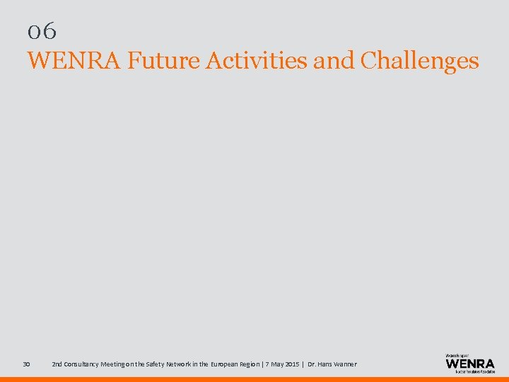 06 WENRA Future Activities and Challenges 30 2 nd Consultancy Meeting on the Safety