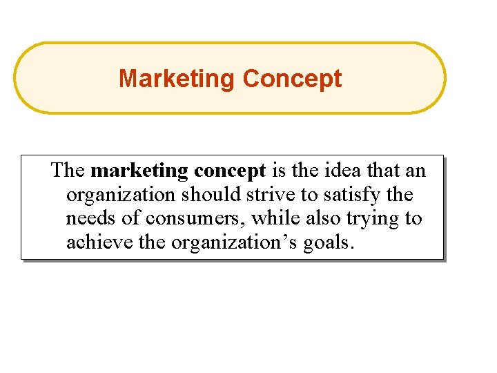Marketing Concept The marketing concept is the idea that an organization should strive to