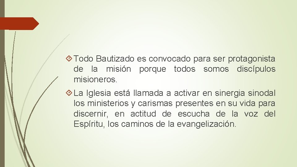 Todo Bautizado es convocado para ser protagonista de la misión porque todos somos