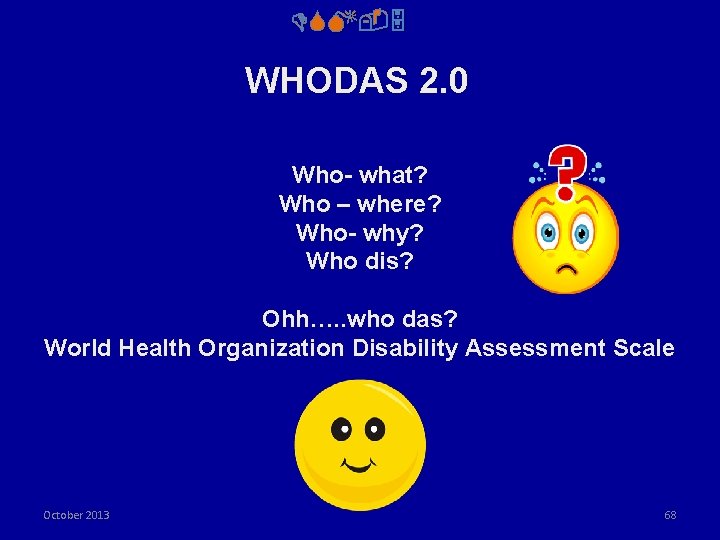 DSM-5 WHODAS 2. 0 Who- what? Who – where? Who- why? Who dis? Ohh….