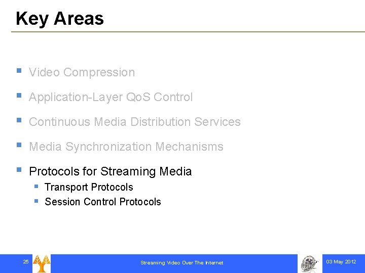 Key Areas § Video Compression § Application-Layer Qo. S Control § Continuous Media Distribution