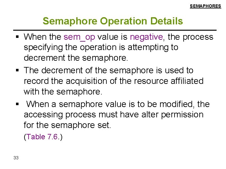 SEMAPHORES Semaphore Operation Details When the sem_op value is negative, the process specifying the