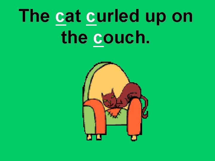 The cat curled up on the couch. 